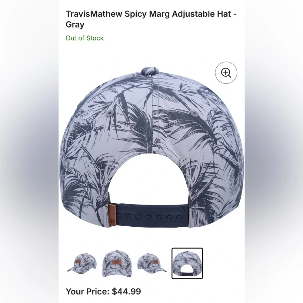 TravisMathew Spicy Marg Adjustable Hat 110 FlexFit Gray/Blue Size:One Size (R96) - Picture 10 of 10